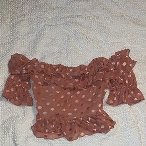 Ruffled Polka Dot Off-Shoulder Top